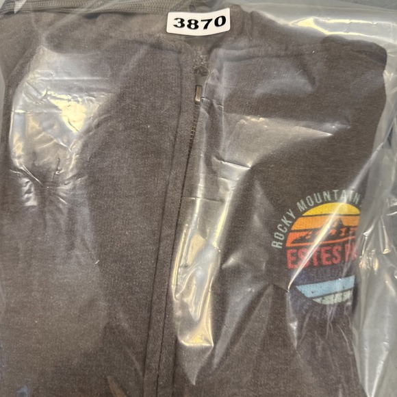 SWEATSHIRT HOODED Estes Park Colorado Rocky Unisex LARGE‎ Full Zip Grey Pocket - Picture 11 of 11